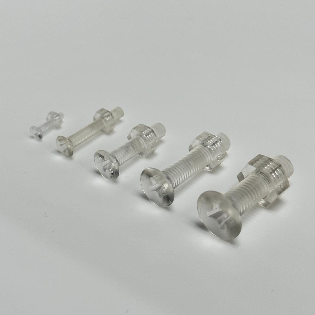 CLEAR PLASTIC SCREWS (COUNTERSUNK)